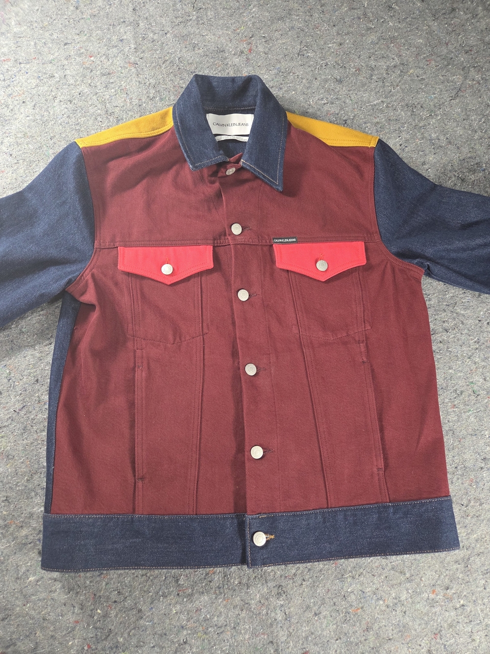 Calvin Klein Jeans Premium Italian Denim Colorblock Trucker Jacket Men’s M